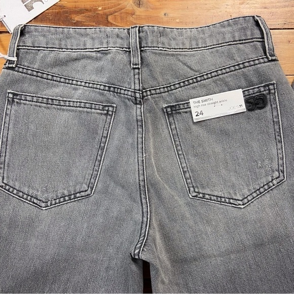 NWT Joe’s The Smith highrise straight ankle jeans grey faded black button fly 24 - Picture 5 of 16